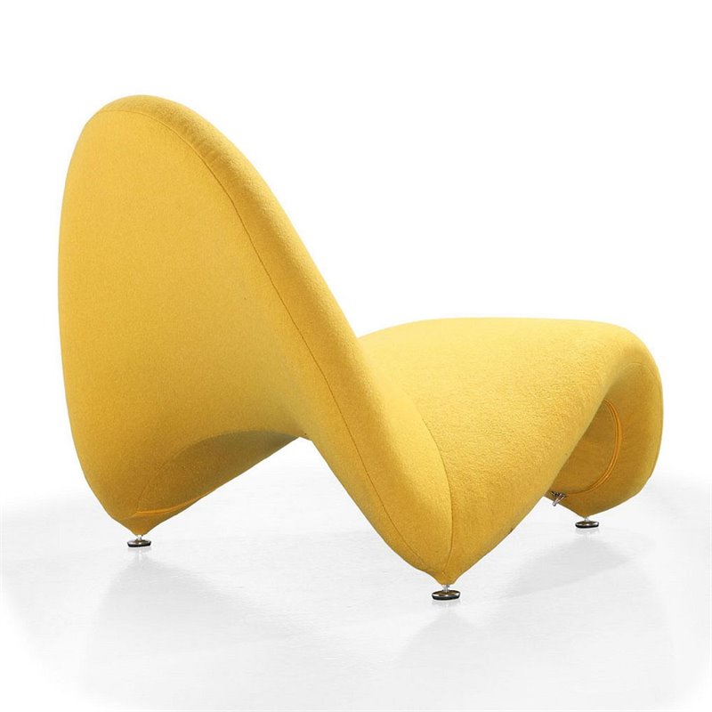 Eden Home Contemporary Fabric Accent Chair with 3 Legs in Yellow (Set of 2)