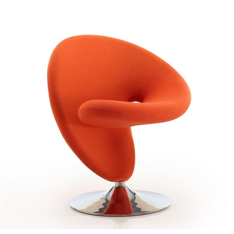 Eden Home Fabric & Metal Swivel Accent Chair in Orange/Chrome (Set of 2)