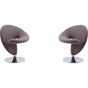 Eden Home Fabric & Metal Swivel Accent Chair in Gray/Polished Chrome (Set of 2)