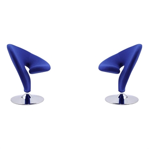 Eden Home Fabric & Metal Swivel Accent Chair in Blue/Chrome (Set of 2)