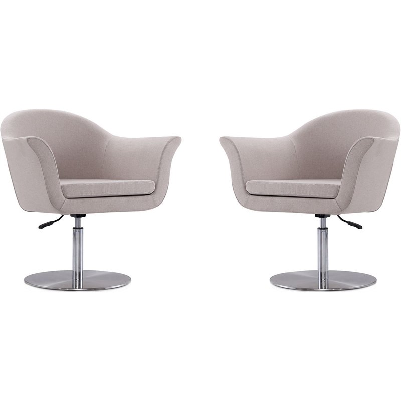 Eden Home Adjustable Height Fabric Accent Chair in Barley Gray (Set of 2)