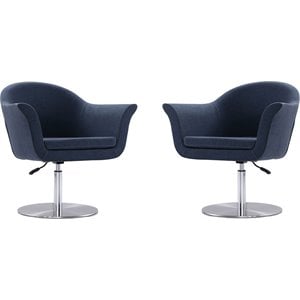 Eden Home Adjustable Height Fabric Accent Chair in Smokey Blue (Set of 2)