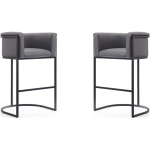 Eden Home 29.5&quot Contemporary Faux Leather Barstool in Gray (Set of 2)