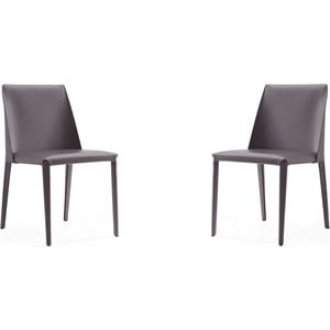 Eden Home 17.32&quot Contemporary Leather Dining Chair in Gray (Set of 4)