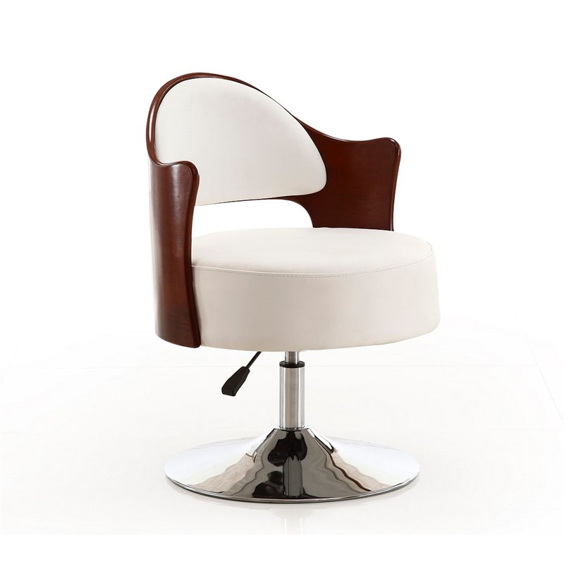 Eden Home Faux Leather Accent Chair with Adjustable Height in White (Set of 2)