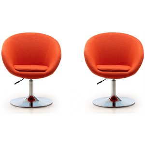Eden Home Adjustable Height Modern Fabric Accent Chair in Orange (Set of 2)