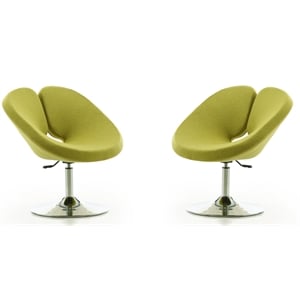 Eden Home Modern Fabric & Metal Accent Chair in Green/Chrome (Set of 2)