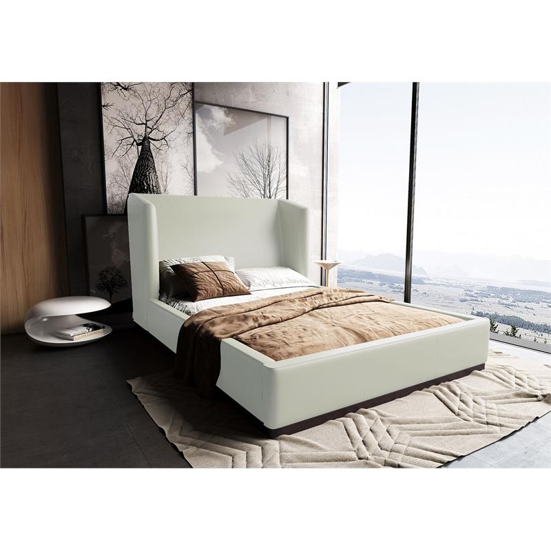 Eden Home Upholstered Contemporary Faux Leather Full Bed Frame in Cream