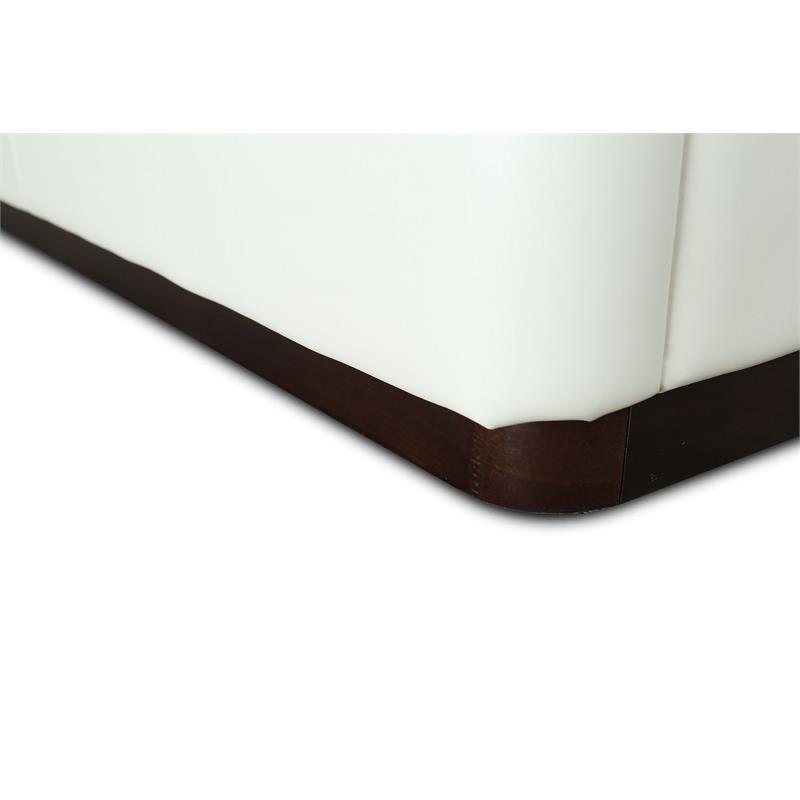 Eden Home Upholstered Contemporary Faux Leather Full Bed Frame in Cream