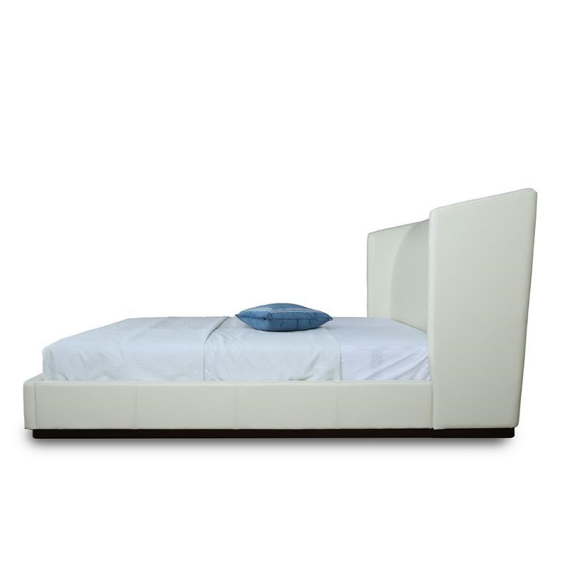 Eden Home Upholstered Contemporary Faux Leather Queen Bed Frame in Cream