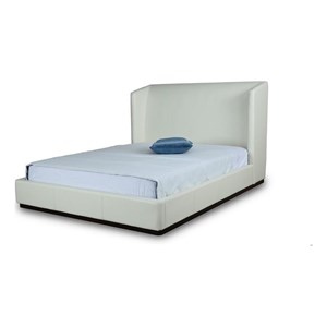 Eden Home Upholstered Contemporary Faux Leather Queen Bed Frame in Cream