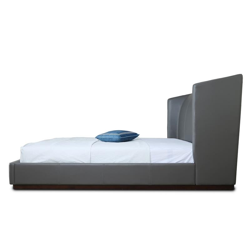 Eden Home Upholstered Contemporary Faux Leather Queen Bed Frame in Graphite Gray