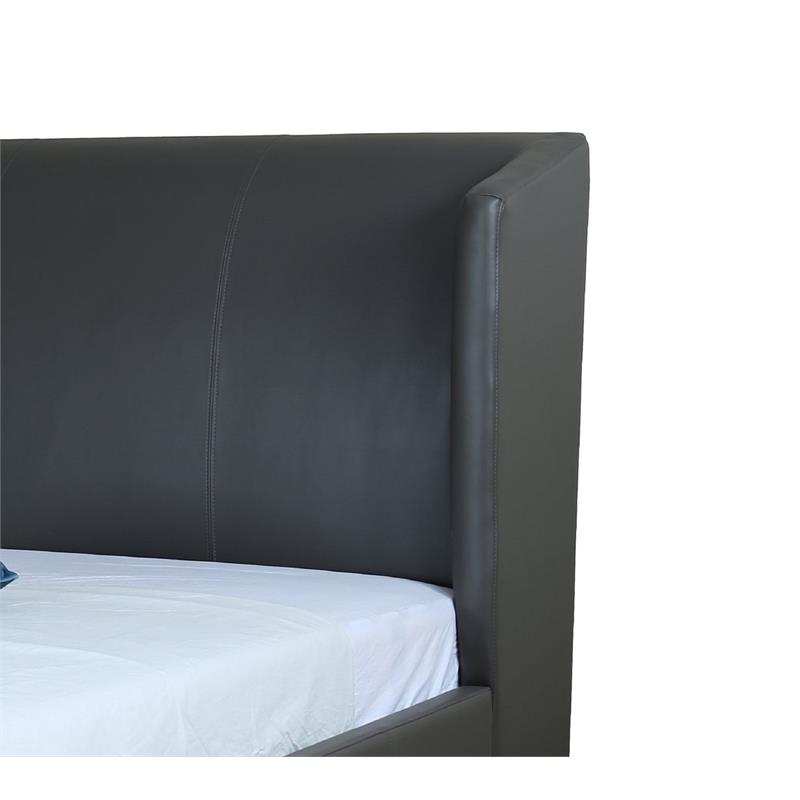 Eden Home Upholstered Contemporary Faux Leather Queen Bed Frame in Graphite Gray