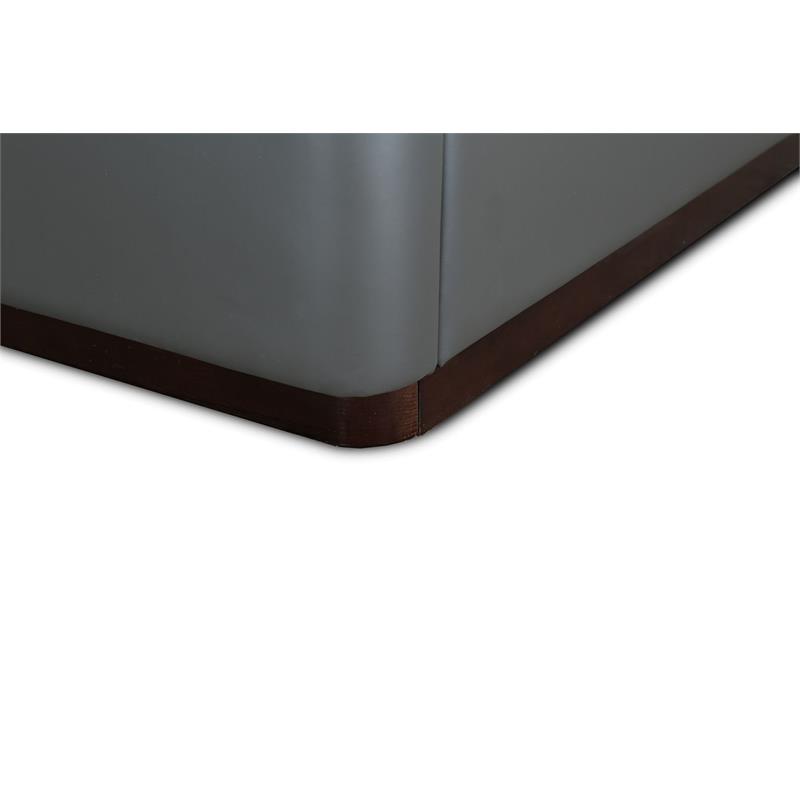 Eden Home Upholstered Contemporary Faux Leather Queen Bed Frame in Graphite Gray