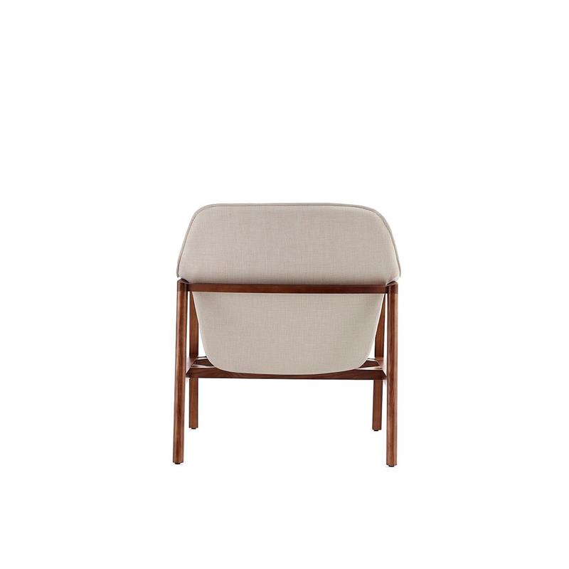 Eden Home Upholstered Modern Fabric & Wood Accent Chair in Cream/Walnut