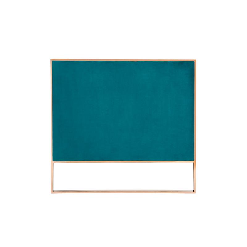 Eden Home Transitional Velvet & Metal 3-Seat Sofa in Aqua/Rose Gold