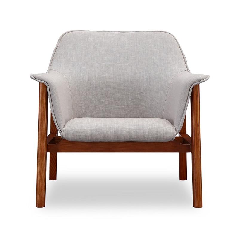 Eden Home Modern Fabric Accent Chair in Gray/Walnut (Set of 2)