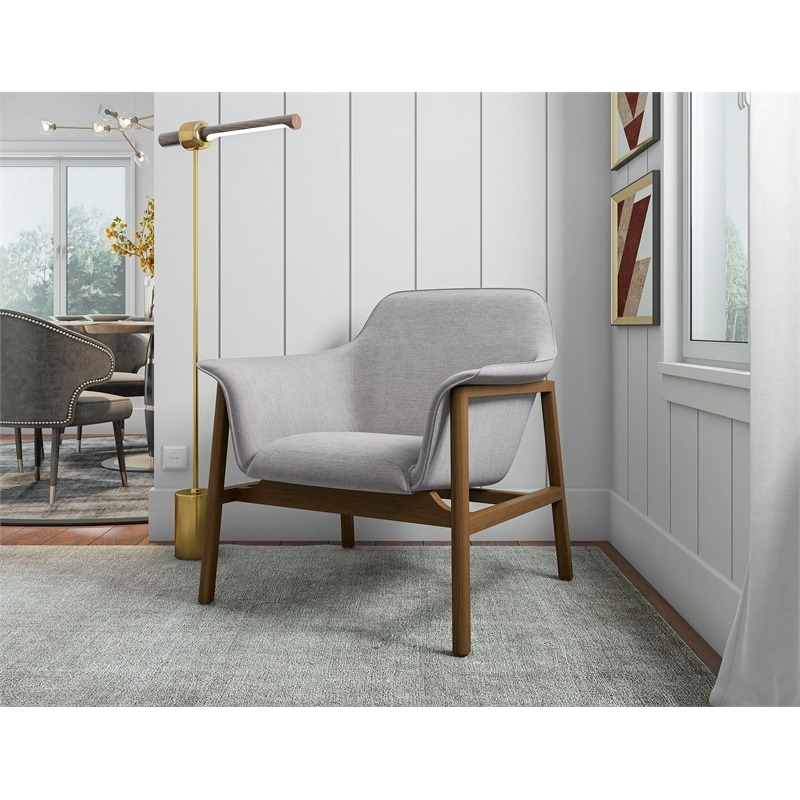 Eden Home Modern Fabric Accent Chair in Gray/Walnut (Set of 2)