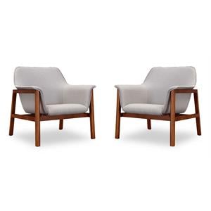 Eden Home Modern Fabric Accent Chair in Gray/Walnut (Set of 2)