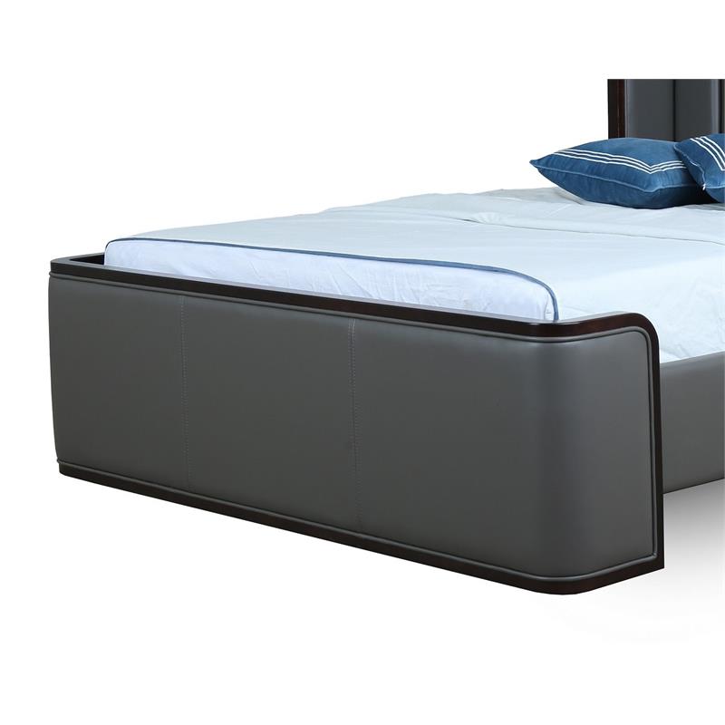 Eden Home Upholstered Modern Faux Leather Queen Bed Frame in Graphite Gray