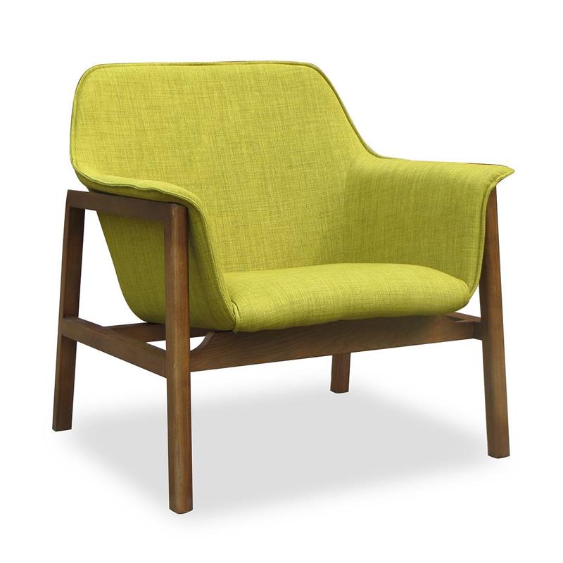 Eden Home Modern Fabric & Wood Accent Chair in Green/Walnut (Set of 2)