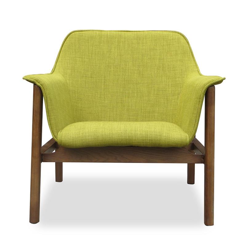 Eden Home Modern Fabric & Wood Accent Chair in Green/Walnut (Set of 2)