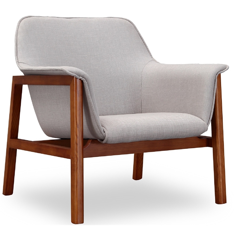 Eden Home Modern Fabric Upholstered Accent Chair in Gray/Walnut