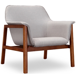 Eden Home Modern Fabric Upholstered Accent Chair in Gray/Walnut