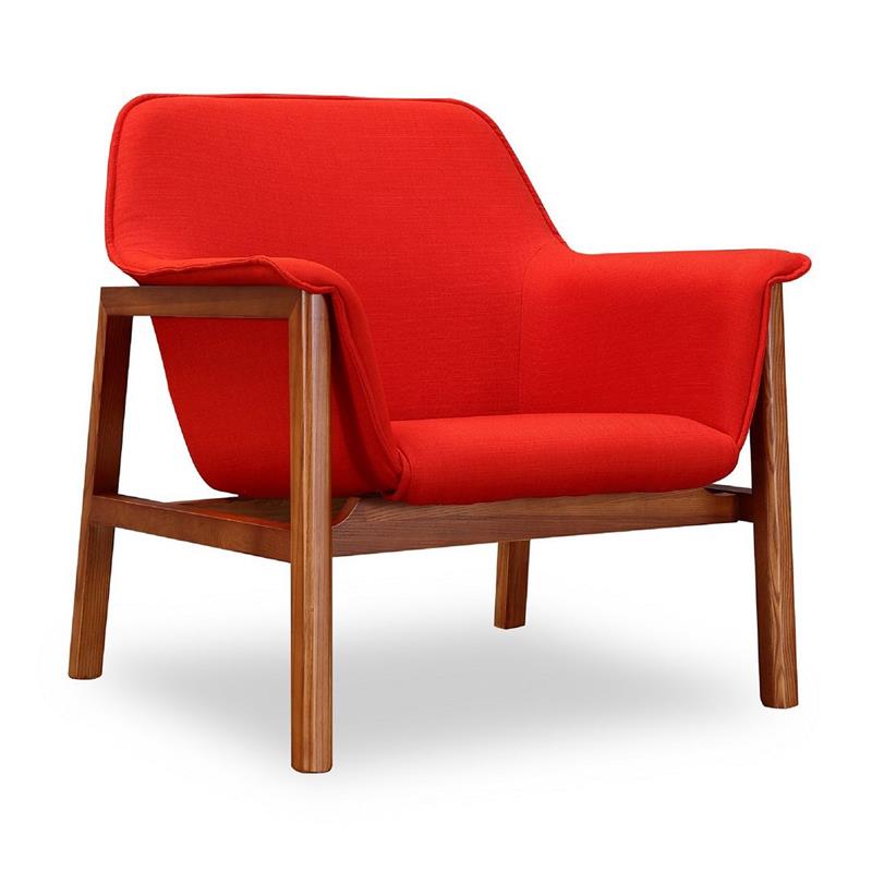 Eden Home Modern Fabric Upholstered Accent Chair in Burnt Orange/Walnut