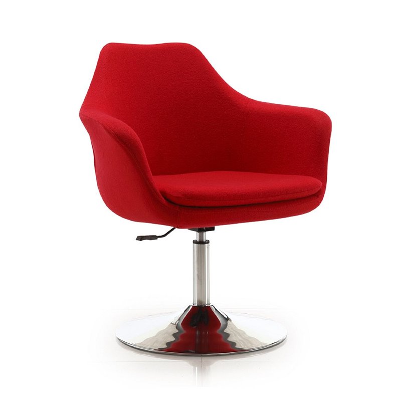 Eden Home Adjustable Height Fabric & Metal Accent Chair in Red/Chrome (Set of 2)
