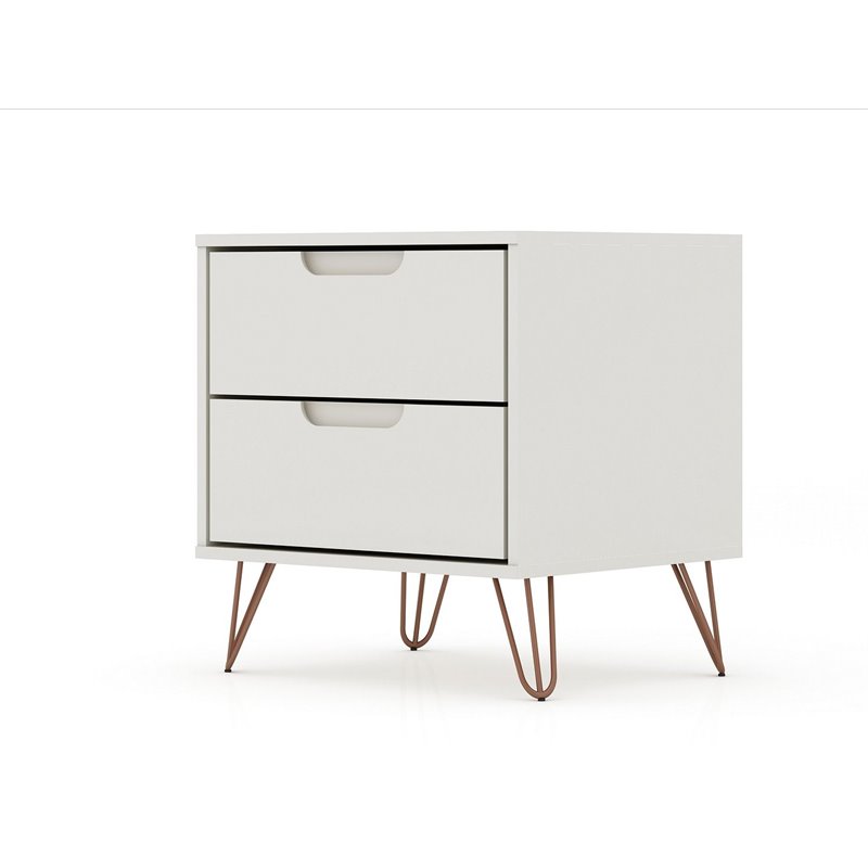Eden Home 2-Drawer Contemporary Wood Nightstand in Off White (Set of 2)