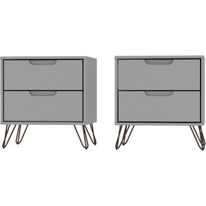 Eden Home 2-Drawer Contemporary Wood Nightstand in White (Set of 2)