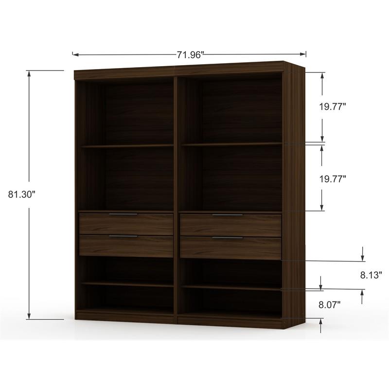 Eden Home 2-Piece Contemporary Wood Open Sectional Closet Set in Brown