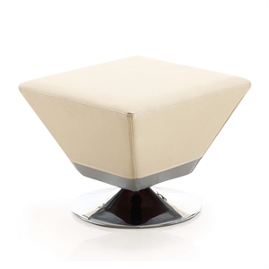 Eden Home Faux Leather & Metal Swivel Ottoman in Tan/Polished Chrome