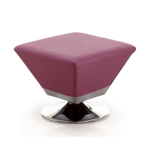 Eden Home Contemporary Faux Leather & Metal Swivel Ottoman in Purple/Chrome