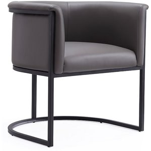 Eden Home 18.9&quot Contemporary Faux Leather Dining Chair in Pebble