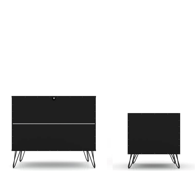 Eden Home 3-Drawer Mid-Century Wood Dresser and Nightstand in Black