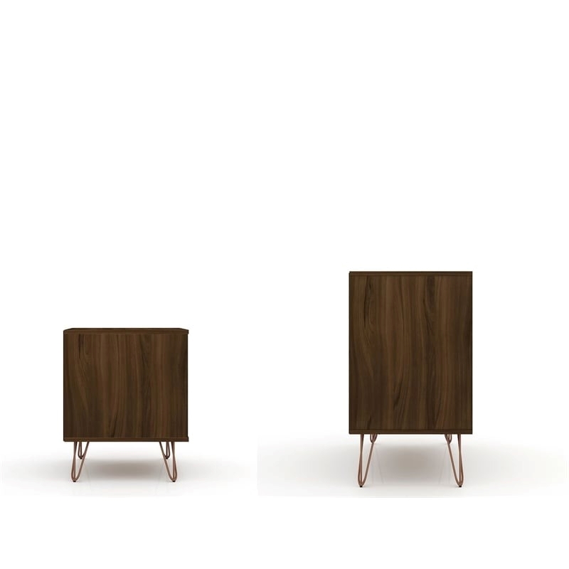 Eden Home 3-Drawer Mid-Century Wood Dresser and Nightstand in Brown