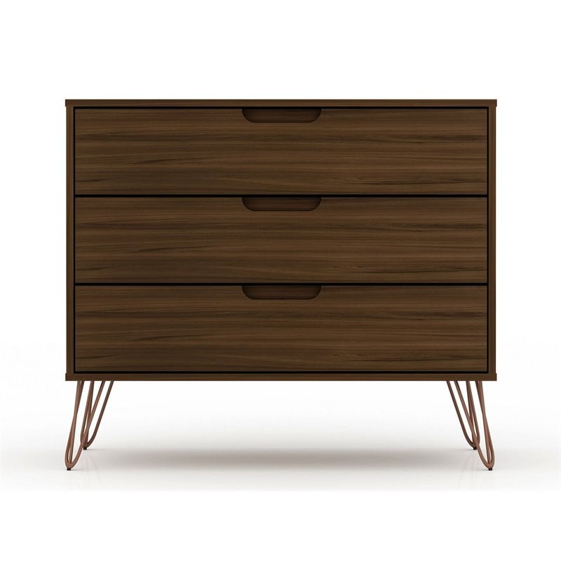 Eden Home 3-Drawer Contemporary Wood Dresser in Brown (Set of 2)