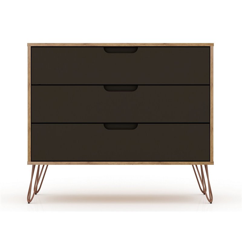 Eden Home 3-Drawer Contemporary Wood Dresser in Textured Gray/Natural (Set of 2)