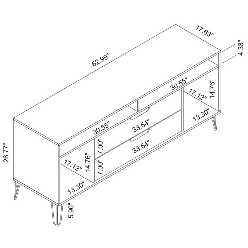 Eden Home Mid-Century Wood TV Stand for TVs up to 60