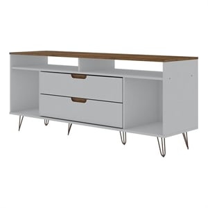Eden Home Mid-Century Wood TV Stand for TVs up to 60&quot in Off White/Natural