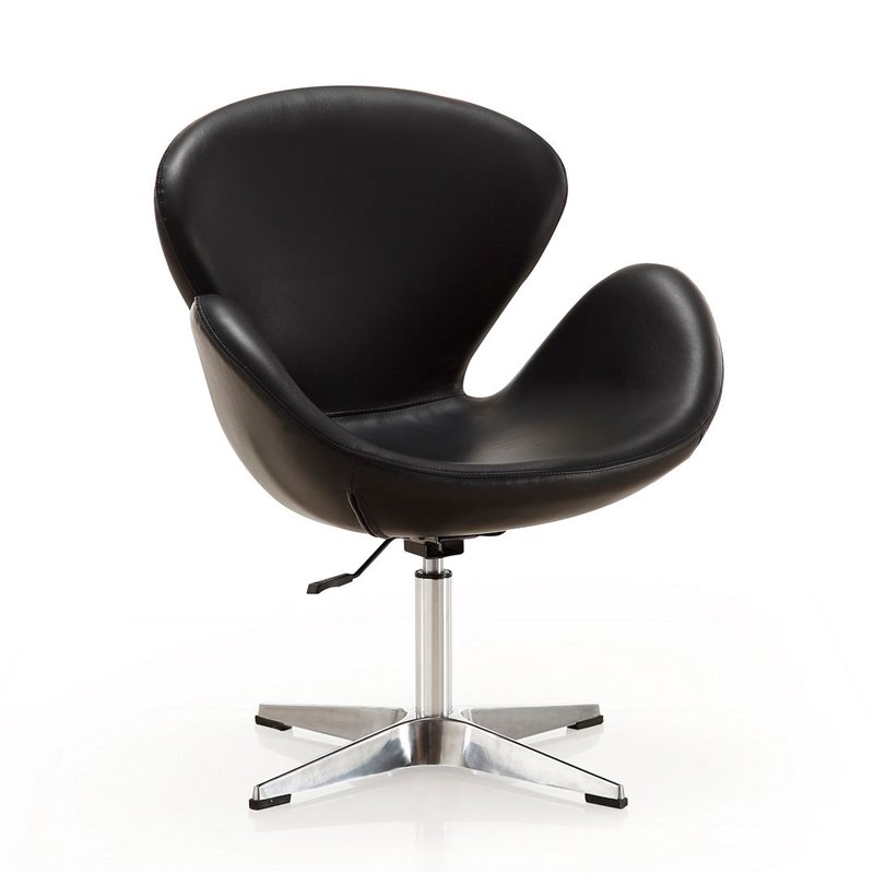 Eden Home Adjustable Height Faux Leather Accent Chair in Black