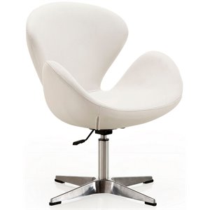 Eden Home 22.4&quot Faux Leather Accent Chair w/ 4 Spider Legs in White