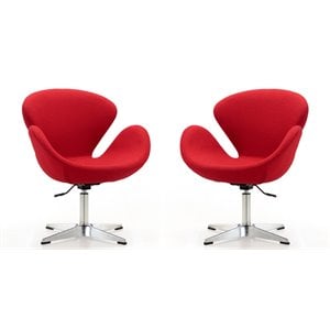 Eden Home Modern Fabric Accent Chair with 4 Spider Legs in Red (Set of 2)