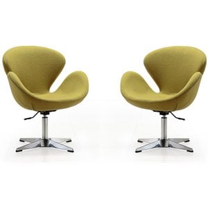 Eden Home Modern Fabric Accent Chair with 4 Spider Legs in Green (Set of 2)