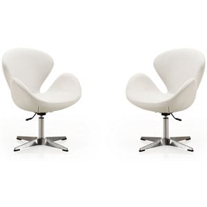 Eden Home 22.4&quot Faux Leather Accent Chair w/ 4 Spider Legs in White (Set of 2)