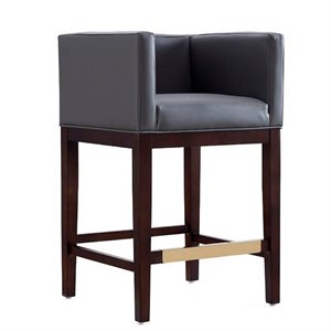 Eden Home 26&quot Contemporary Faux Leather Counter Stool in Gray