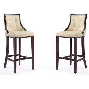 Eden Home 31.5&quot Contemporary Faux Leather Barstool Set in Cream (Set of 2)