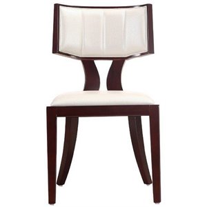 Eden Home 18.1&quot Contemporary Faux Leather Dining Chair in White (Set of 2)